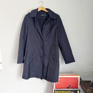Ralph Lauren Dark Balmacaan Blue Trench rain Coat